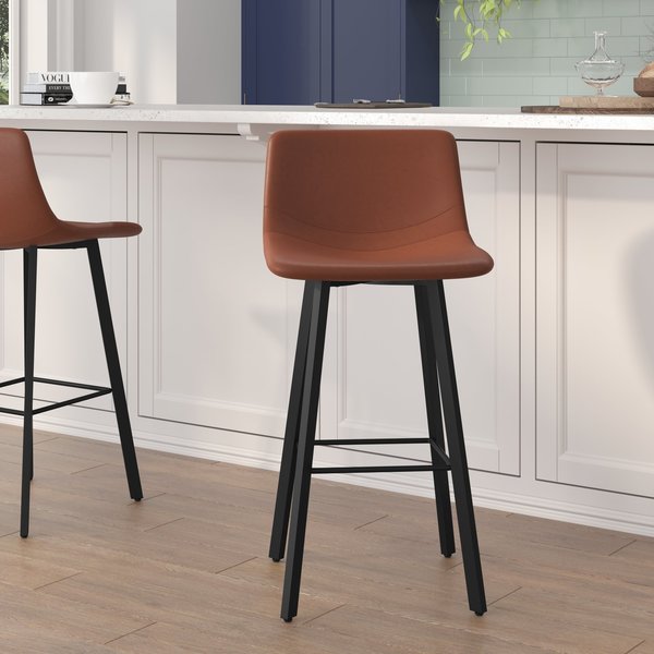 Flash Furniture 30" Cognac LeatherSoft Barstools, PK 2 CH-212069-30-BR-GG